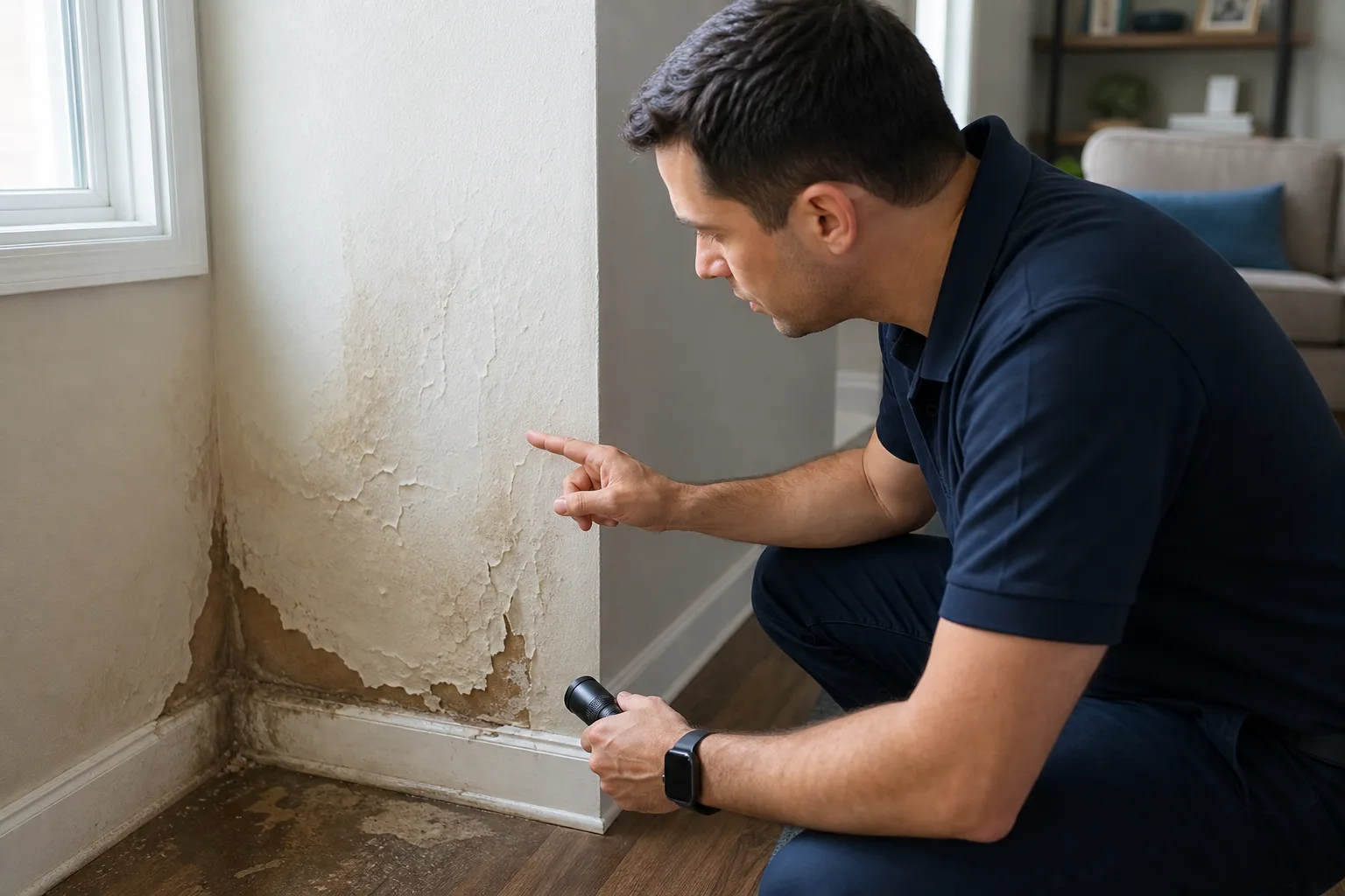 Damp drywall needs a fast plumbing check
