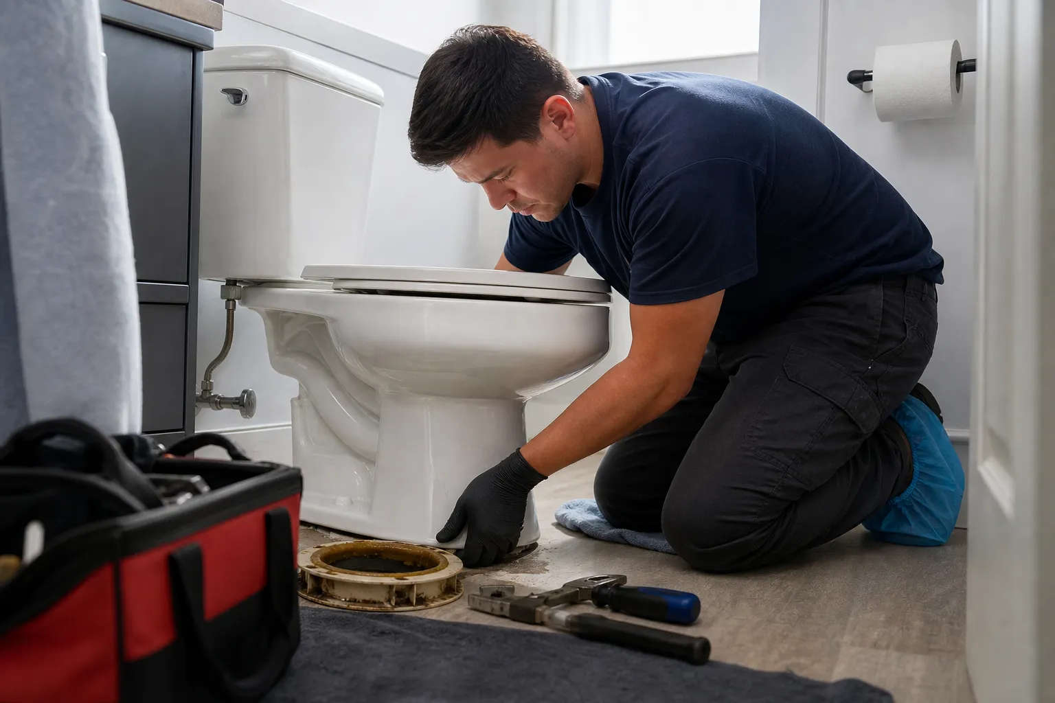 Stop leaks at the toilet base