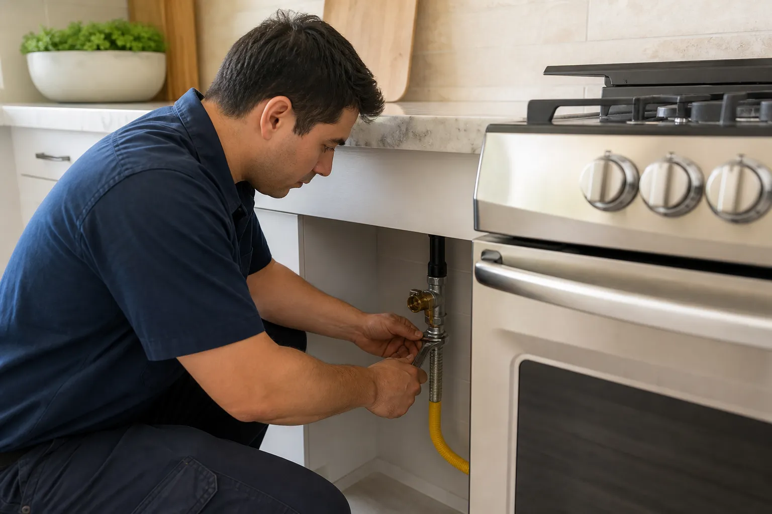 Appliance gas line connection