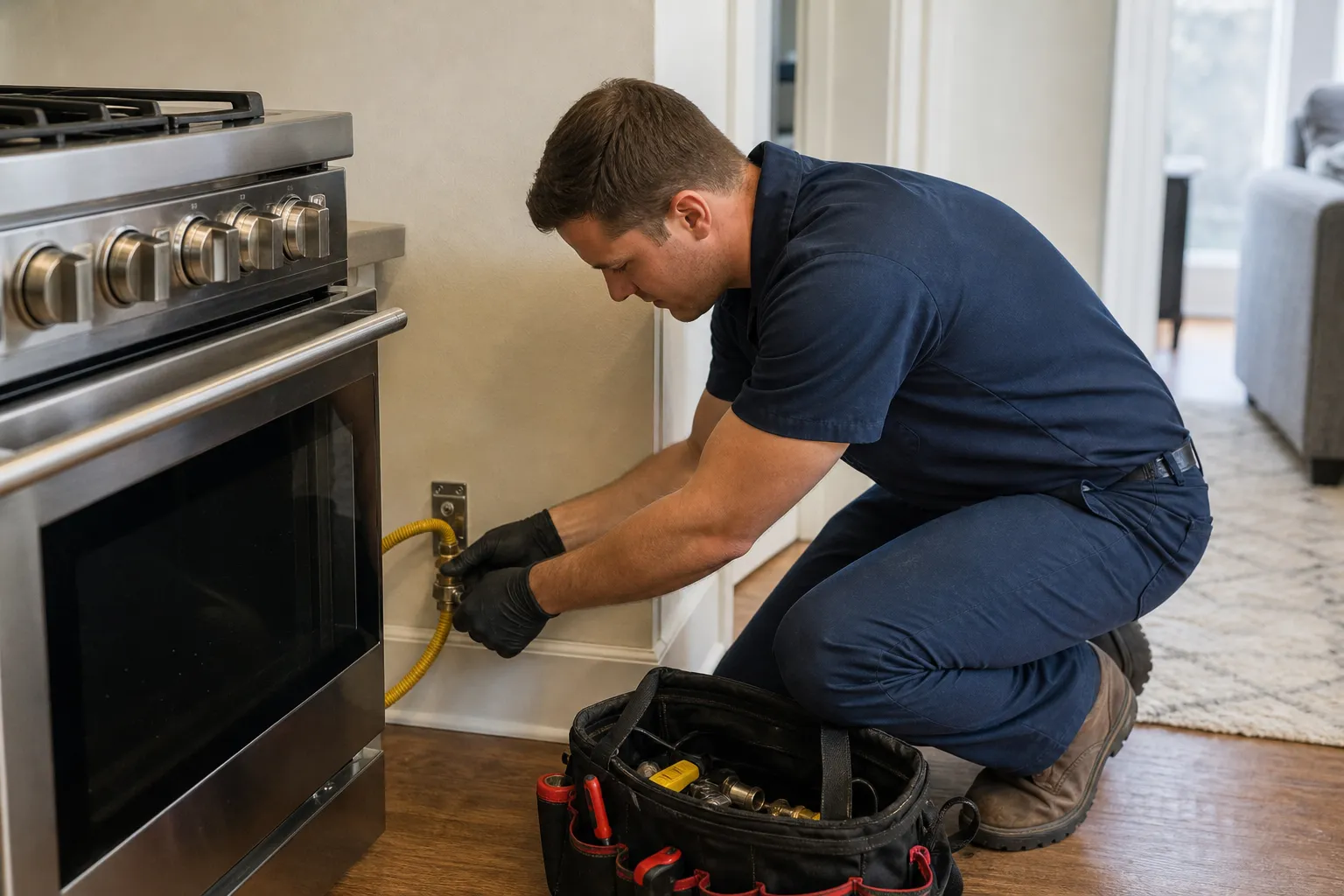 Safe appliance gas hookups