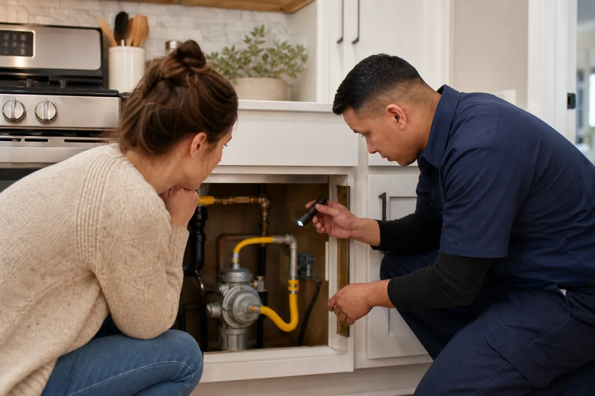 Gas line service with clear scope
